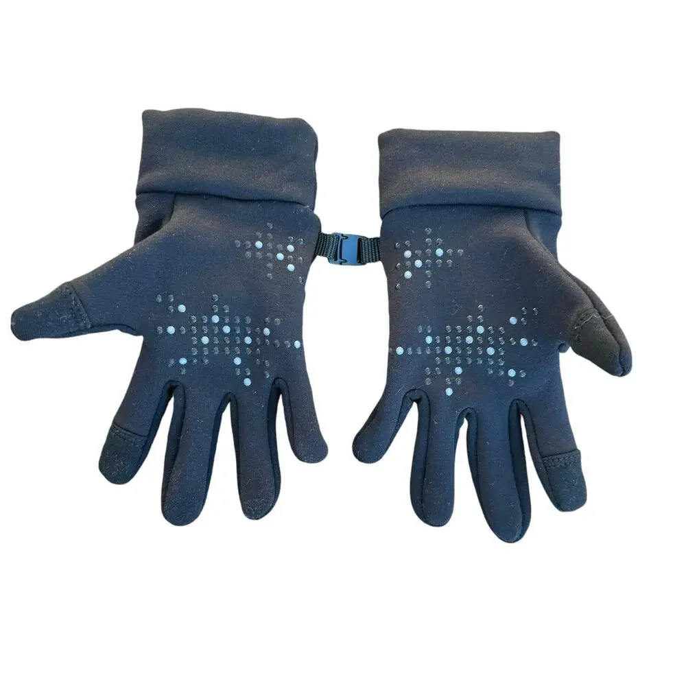 Head Black Unisex Kids Silicone Palm Touchscreen Compatible Fleece Gloves Size M